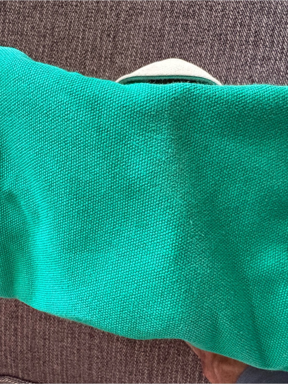 Lands' End Small Cream and Green Canvas Tote - Picture 6 of 8